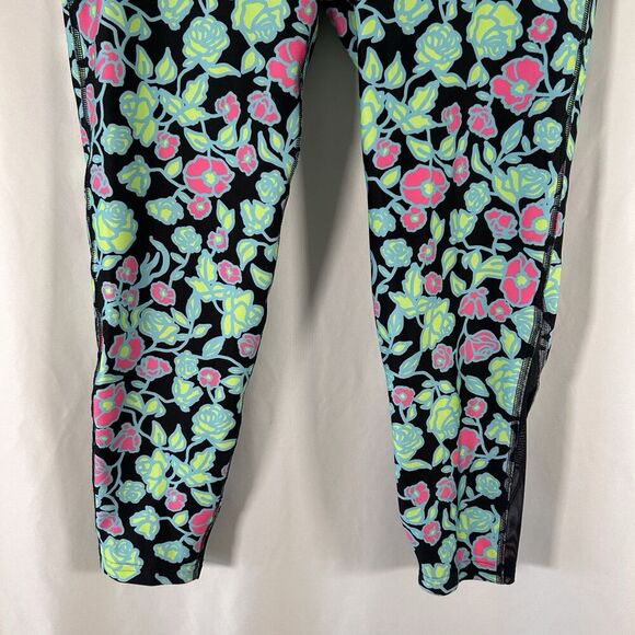 Under Armour Leggings youth YXL Black Green Floral Pull On Stretchy High Rise - Picture 3 of 9